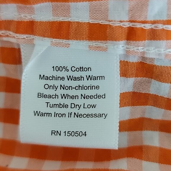 Classic Prep Childrenswear Orange Gingham Checkered Button-down Shirt Boys 12 - Picture 9 of 10